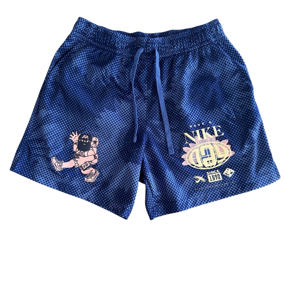 Nike Small 5.5in Blue Mesh Have a Nike Day Since 1972 Men's Graphic Shorts